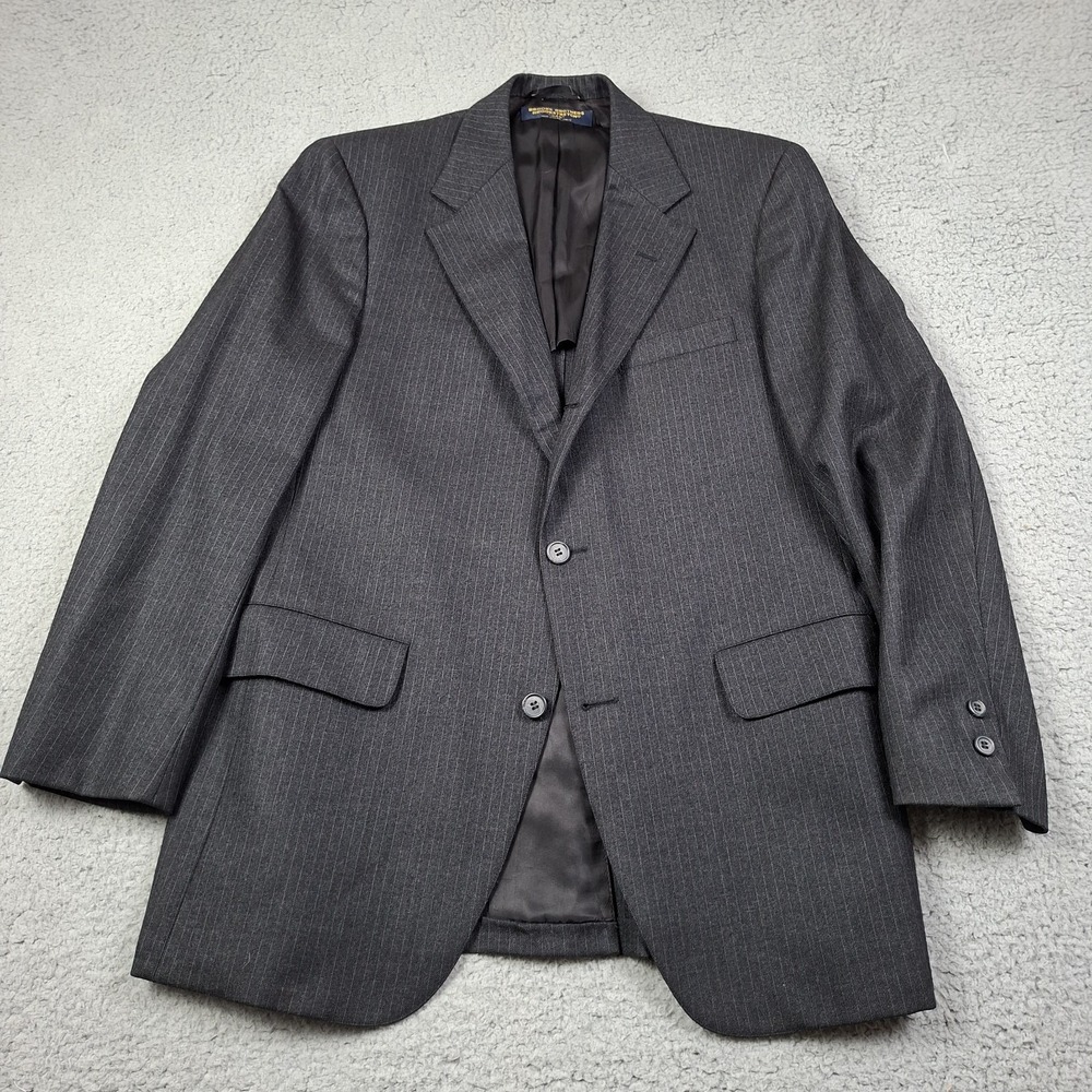 VTG Brooks Bros 346 Stretch Blazer Jacket PINSTRIPE 40R Unstructured 3/2 Roll